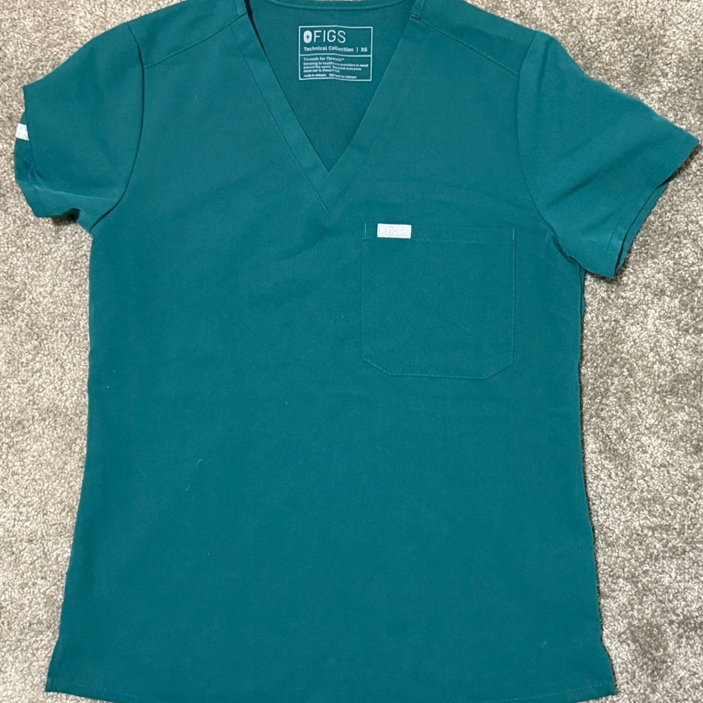 Figs Catarina Dark Green Scrub Top XS